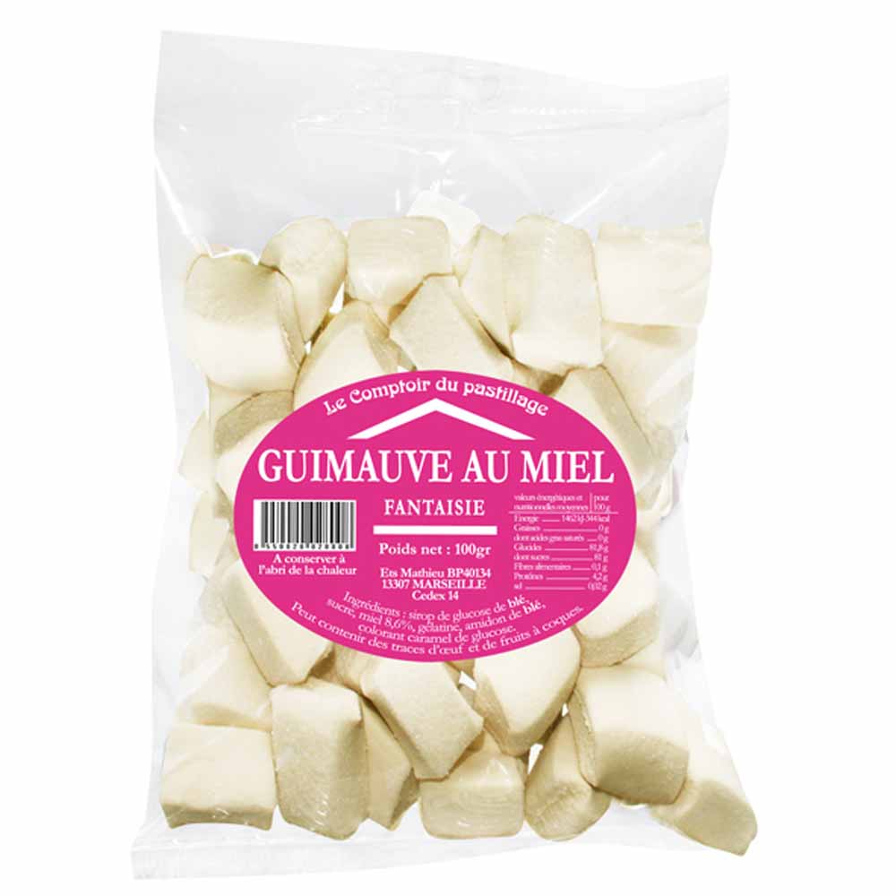 Le comptoir du pastillage Honey marshmallows with old-fashioned flavour 100 g