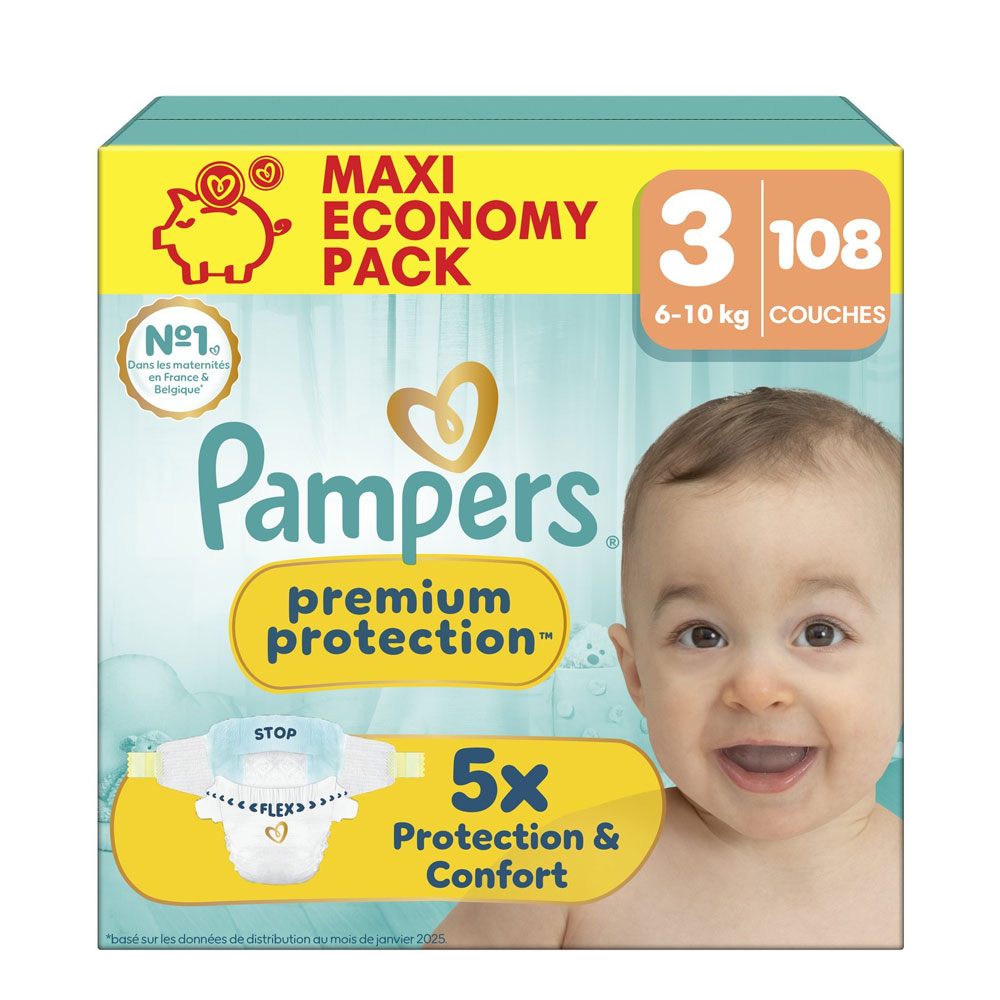 Pampers Premium Size 3 Nappies (6-10kg) 108 units