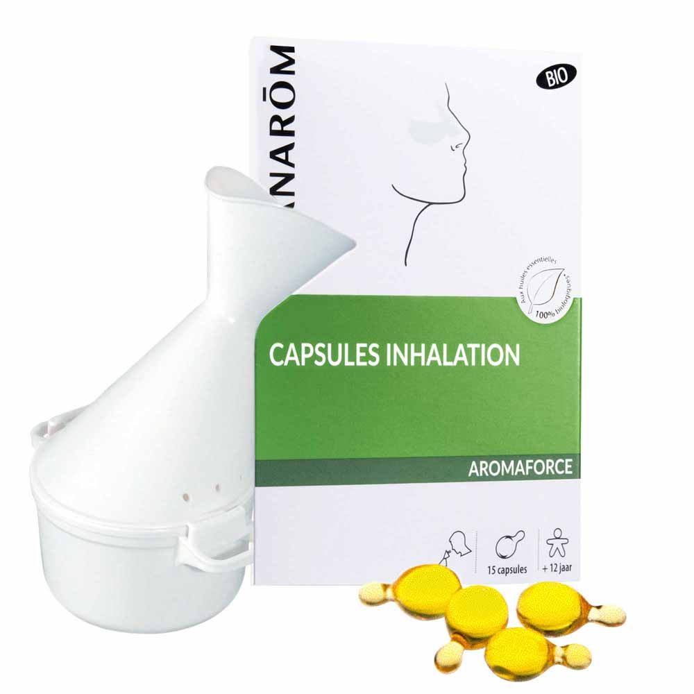 Pranarôm Aromaforce Organic inhalation 15 capsules + 1 free inhaler Clears the nose 1 inhaler + 15 capsules