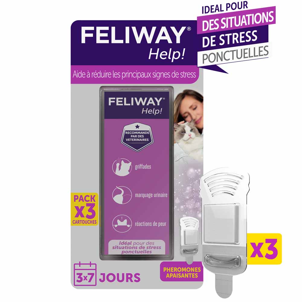 Feliway Help Recharges Pour Diffuseur de Phéromones Apaisantes pour Chats x3 cartouches