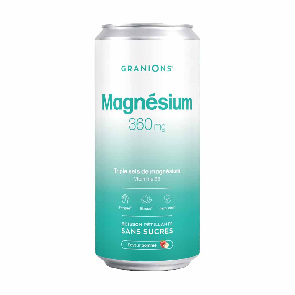 Granions Sparkling magnesium drink 360 mg stress fatigue immunity apple flavour 330 ml