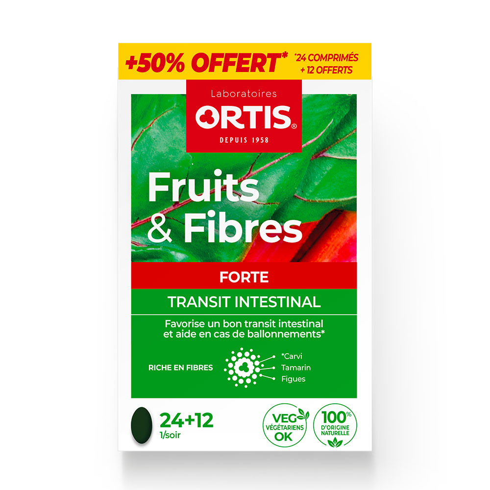 Ortis Fruits & fibres forte intestinal transit 24 + 12 tablets