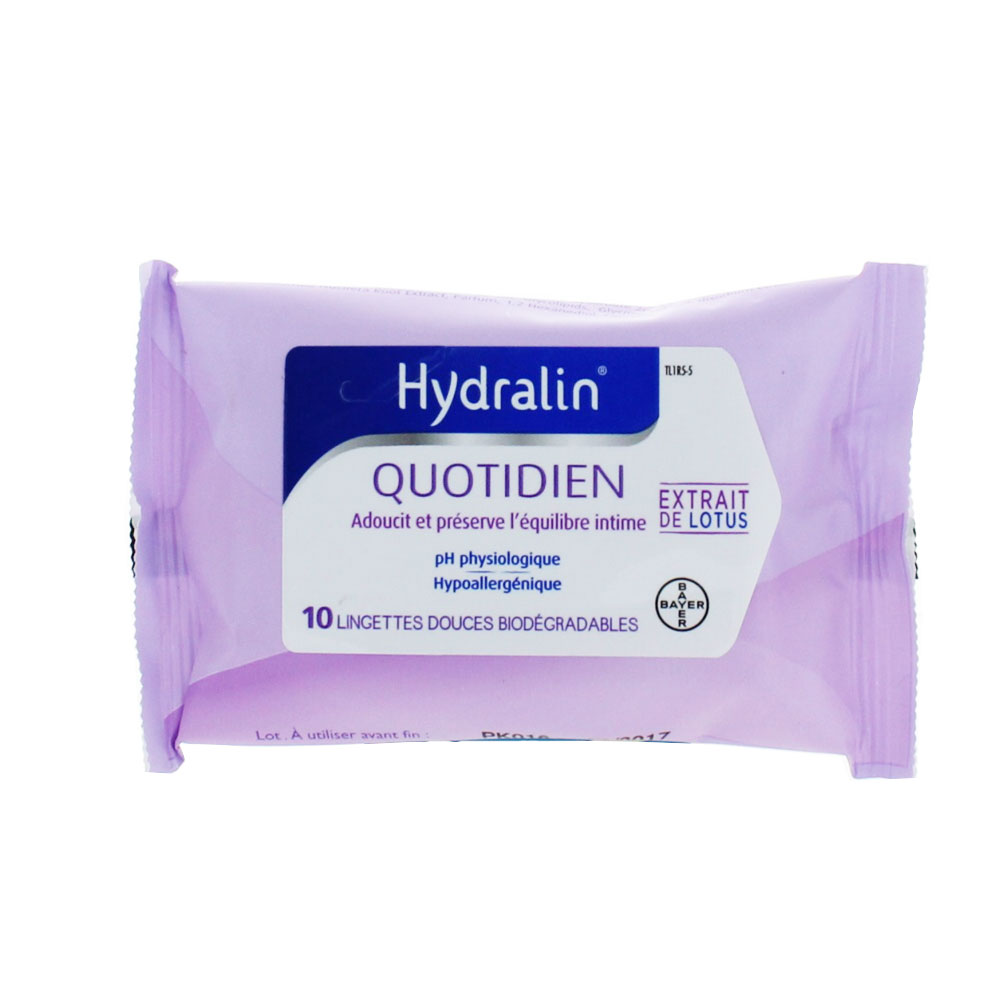 Hydralin Daily use Soft Biodegradable Wipes Apaisa 10 lingettes
