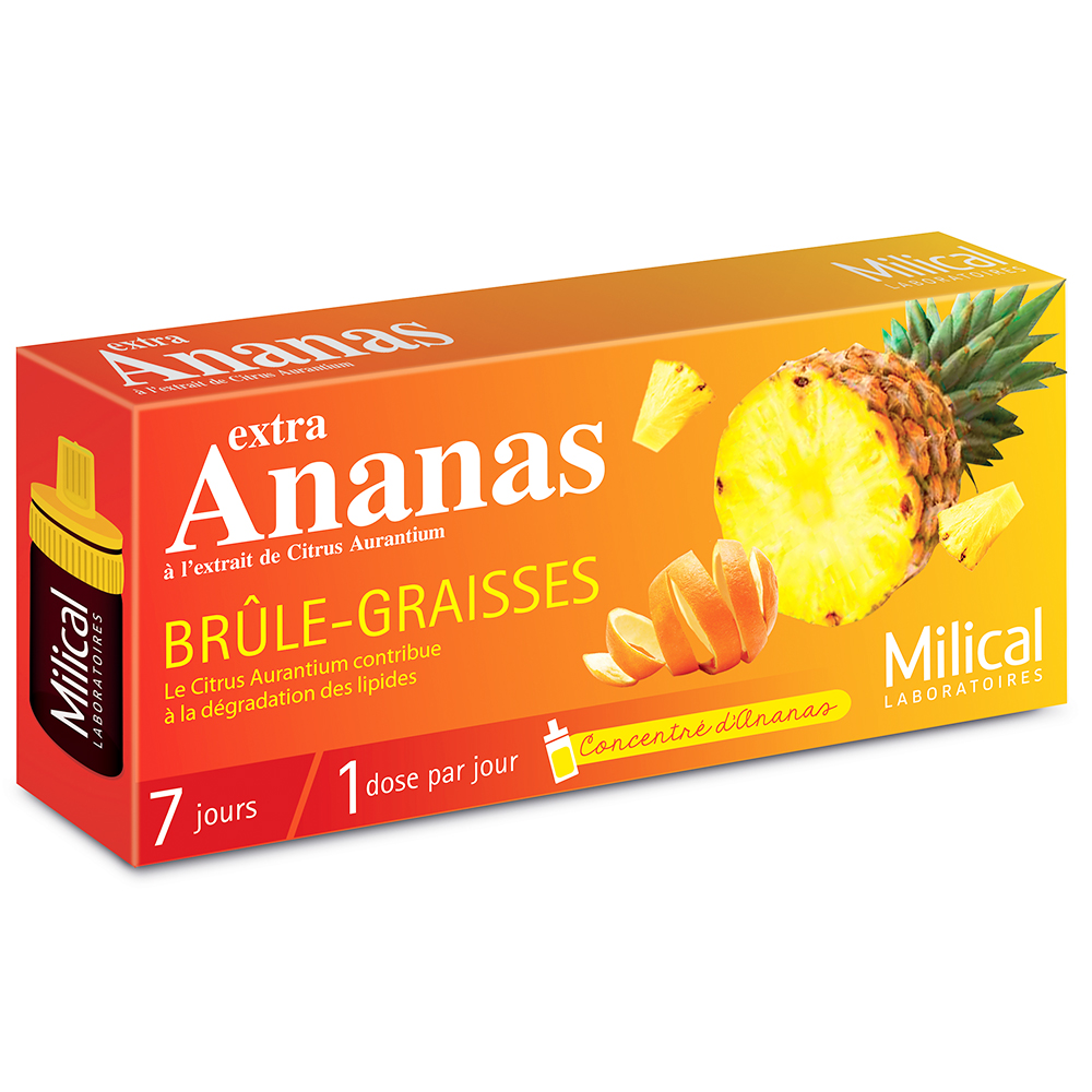 Milical Extra Fat Burner Pine Apple X 7 Doses Saveur Ananas 7 Fioles de 10ml
