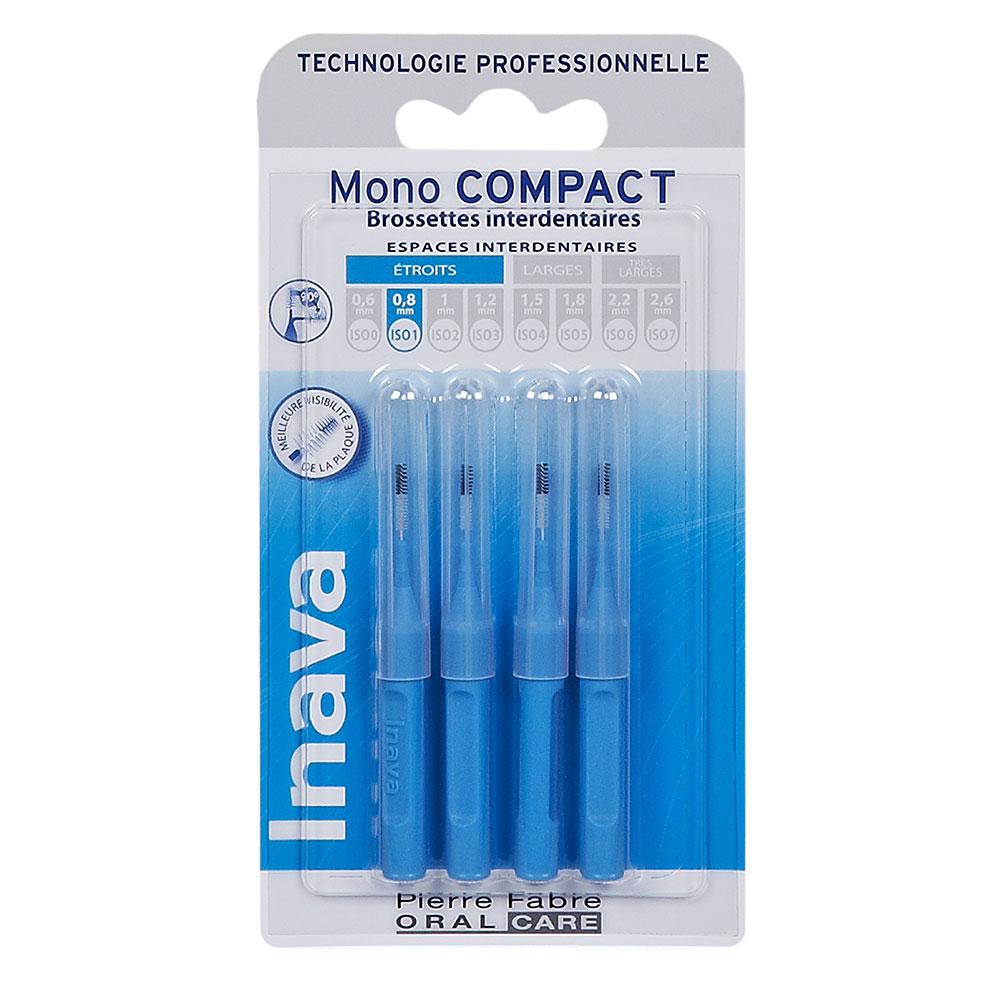 Inava Interdental brushes 0.8 mm blue x4 mono compact