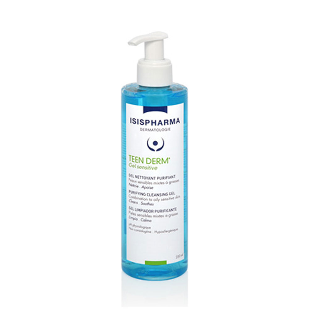 Isispharma Teen Derm Purifying Cleansing Gel Sensitive Skin Combination Oily Skin 250ml