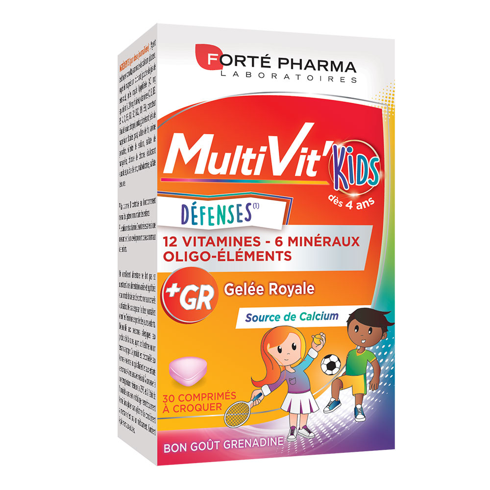 Forté Pharma MultiVit'4G Multivitamins for children enriched with calcium and minerals 30 Chewable tablets