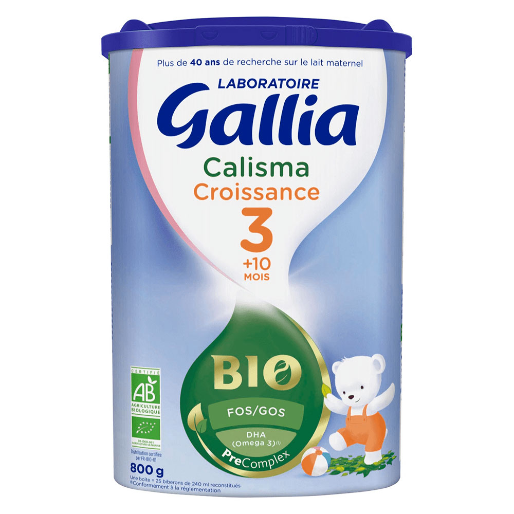 Gallia Calisma Growth stage 3 organic powdered milk from 12 to 36 months 800 g