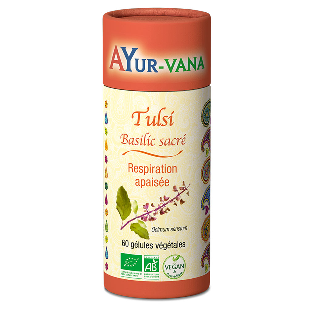 Ayur-Vana Organic Sacred Basil Tulsi Soothed breathing 60 capsules
