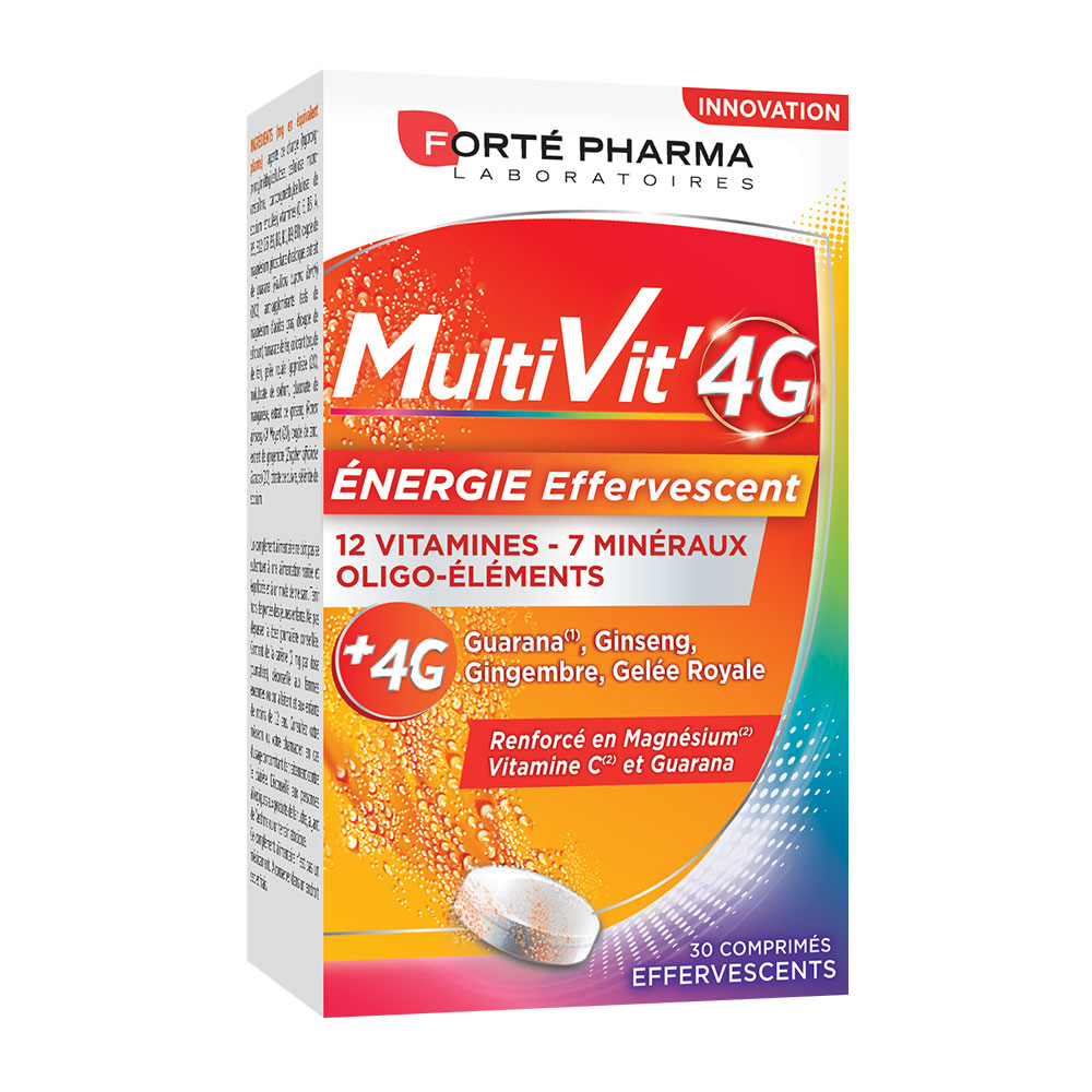 Forté Pharma MultiVit'4G Effervescent Multivitamins with Minerals and Magnesium 30 effervescent tablets