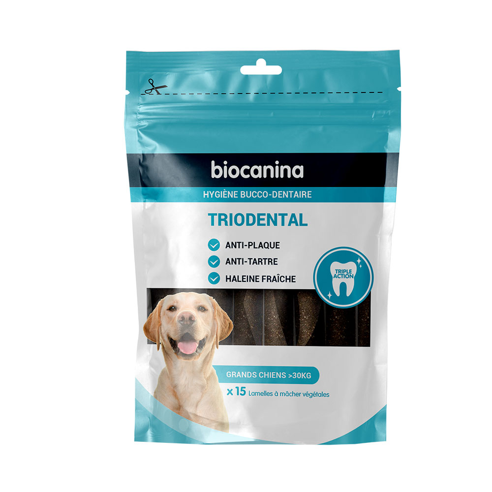 Biocanina Hygiene Lamelles A Macher X15 Triodental Grands Chiens De Plus De Triodental Large dogs over 30kg 30kg