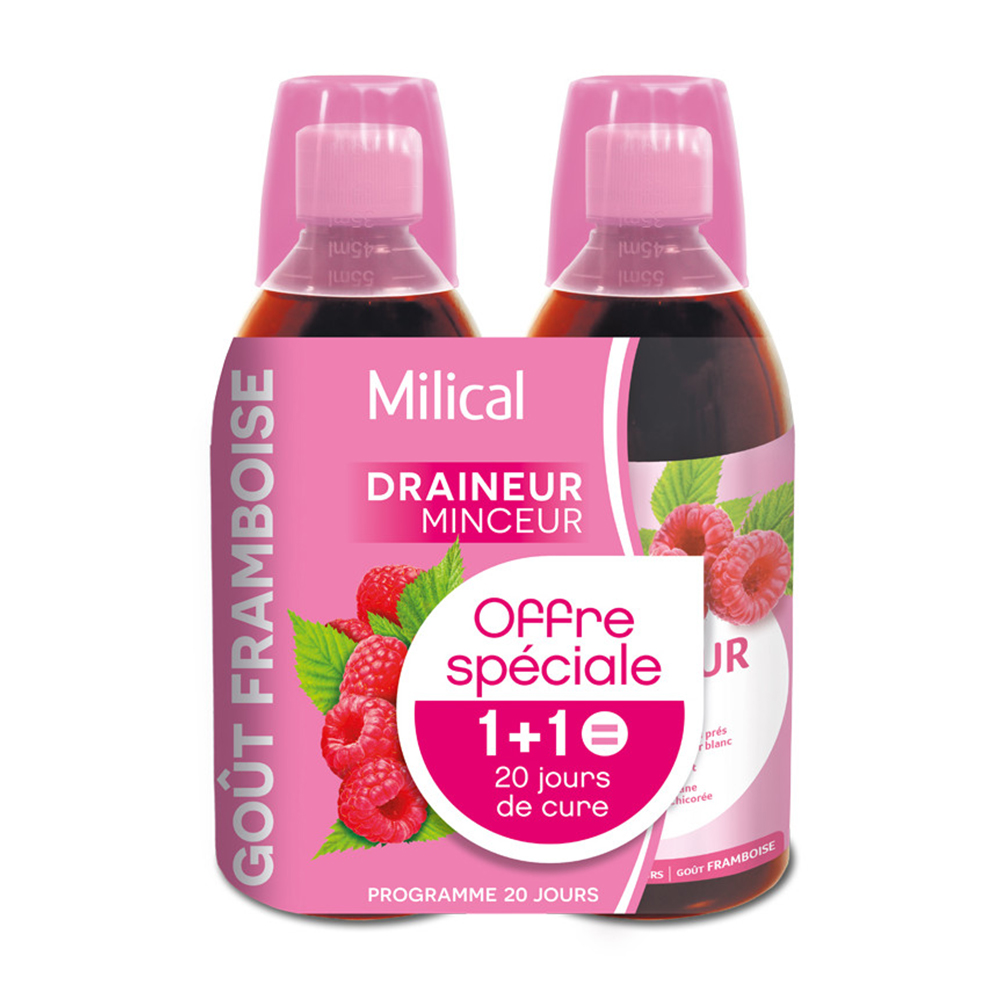 Draineur Minceur Ultra Goût Framboise 2x500ml Milical