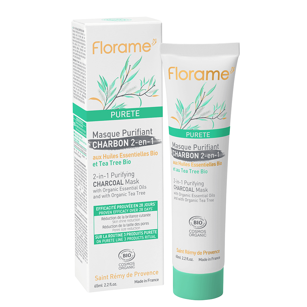Florame Purifying charcoal mask 2 in 1 Purete bio Combination to oily skin 65ml