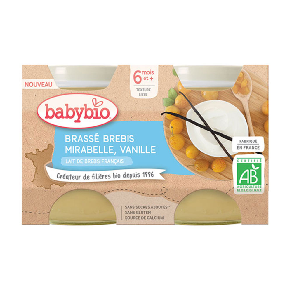 Babybio Dairy deserts Organic French ewe's milk jars 6 months and Plus 2x130g