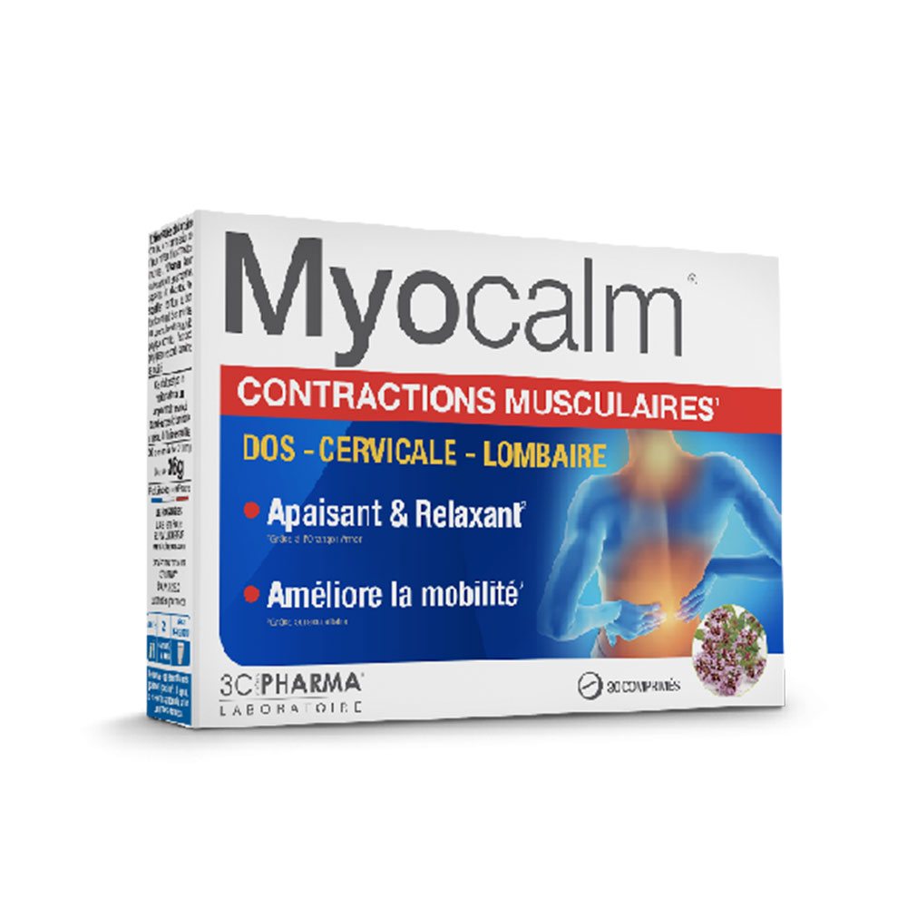 3C Pharma Myocalm Myocalm Muscular Contractions 30 Tablets 30 Comprimes