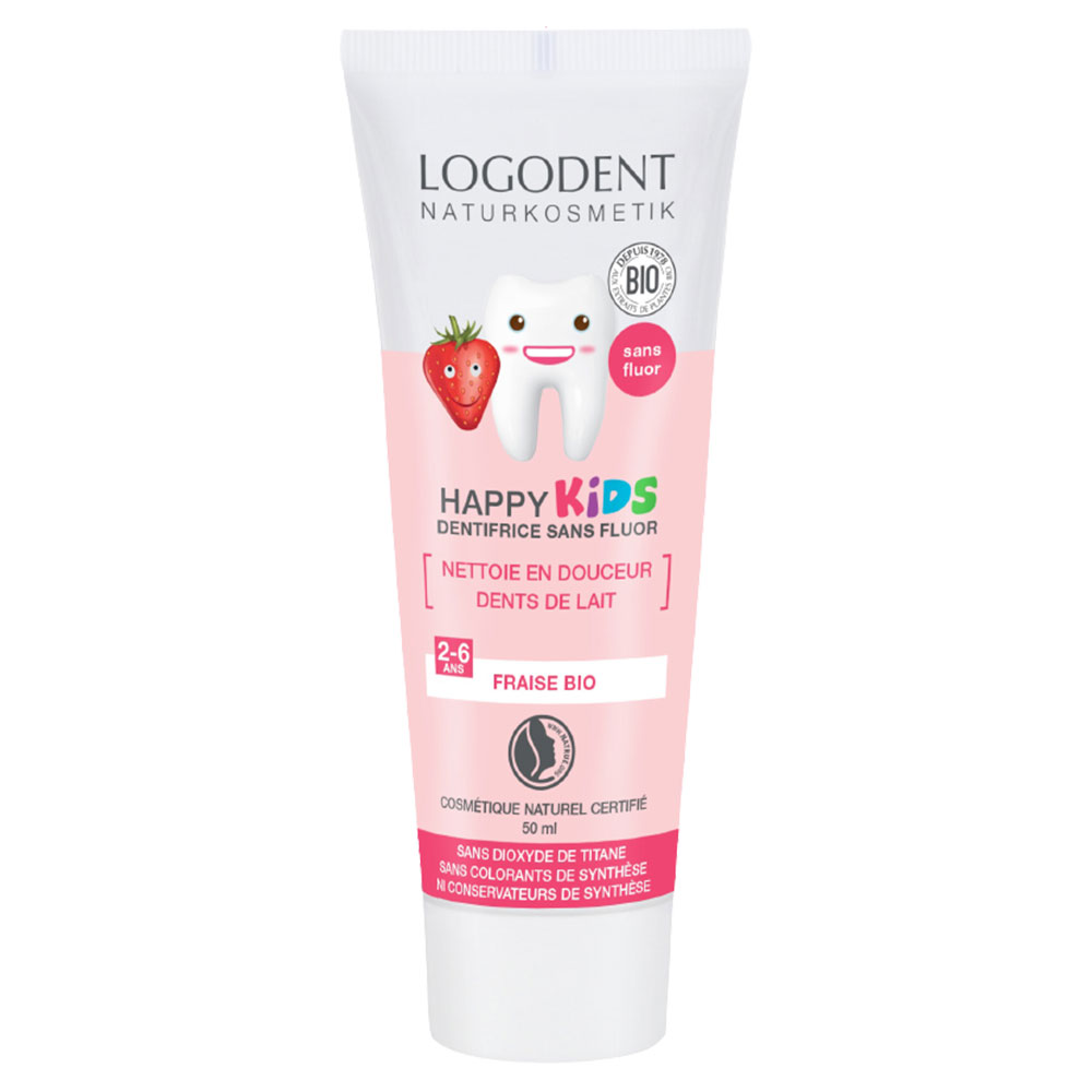 Logona Toothpaste gel Happy Kids organic Strawberry without fluoride 50ml
