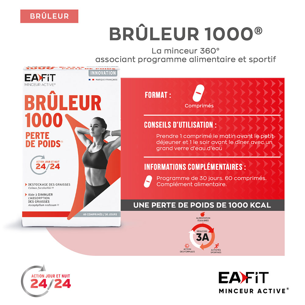 Eafit Fat Burner 1000 Weight Loss day and night formula 60 Tablets